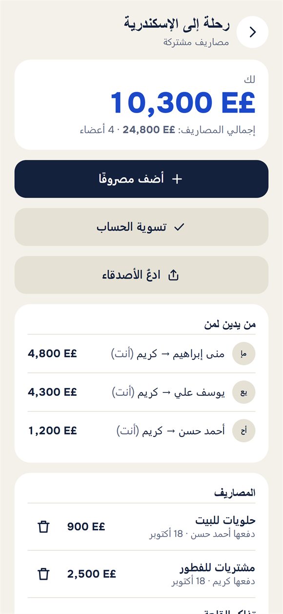 مصاريف رحلة: من أنفق كم ومن يدين لمن