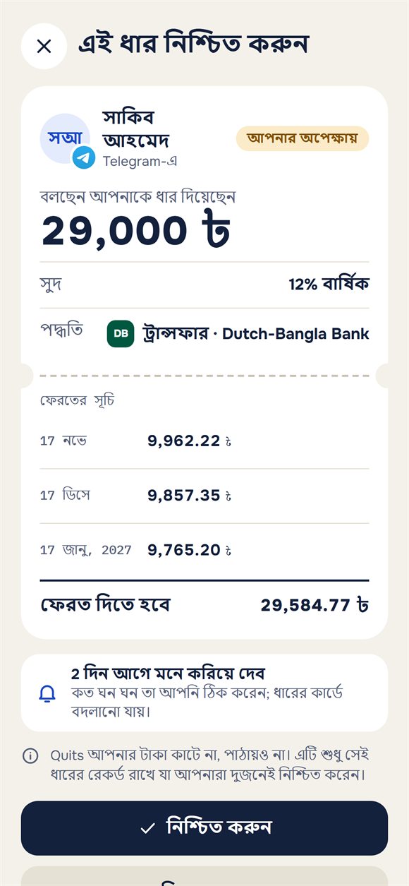 ফেরতের তালিকাসহ ধার নিশ্চিত করার অনুরোধ