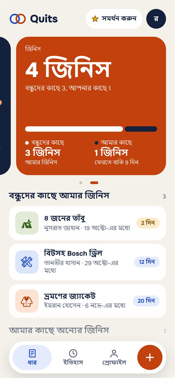 ফেরতের তারিখসহ বন্ধুদের কাছে থাকা জিনিস