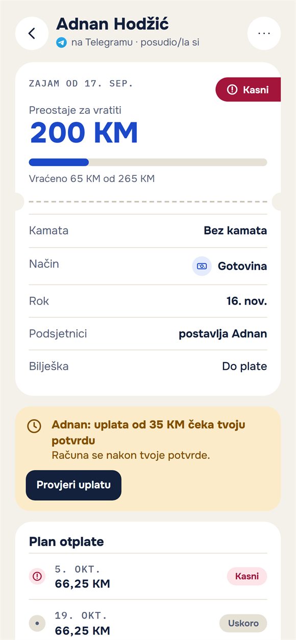 Zajam: koliko je ostalo vratiti i uplata koja čeka potvrdu