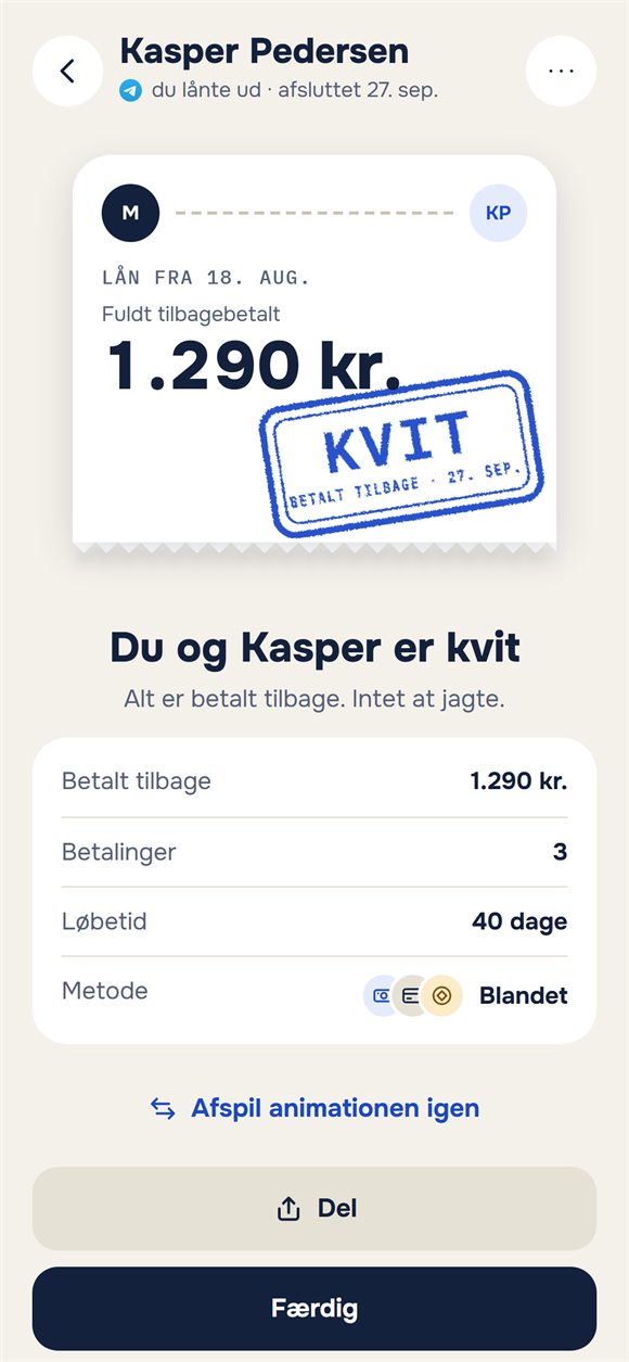 Lukket lån: en billet med stemplet “Kvit”