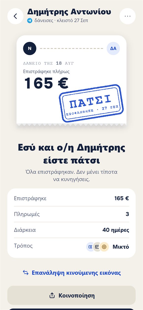 Κλειστό δάνειο: εισιτήριο με τη σφραγίδα «Πάτσι»