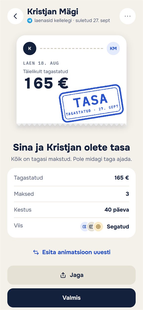 Suletud laen: pilet templiga „Tasa”