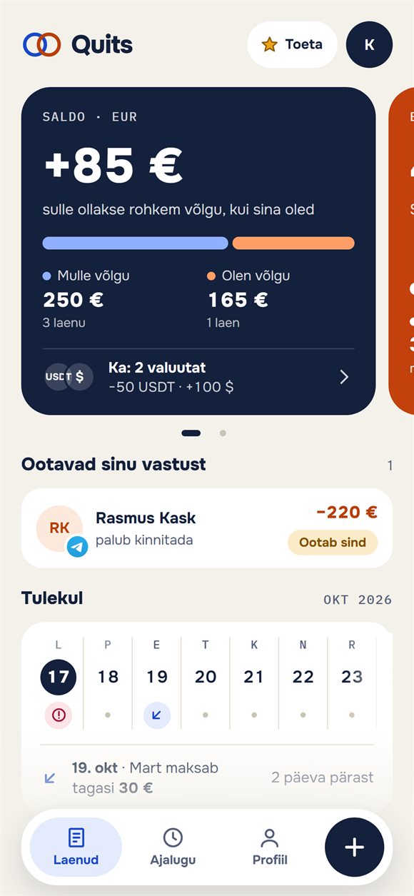 Avaleht: saldo, kes kellele võlgneb ja eelseisvad tagastused