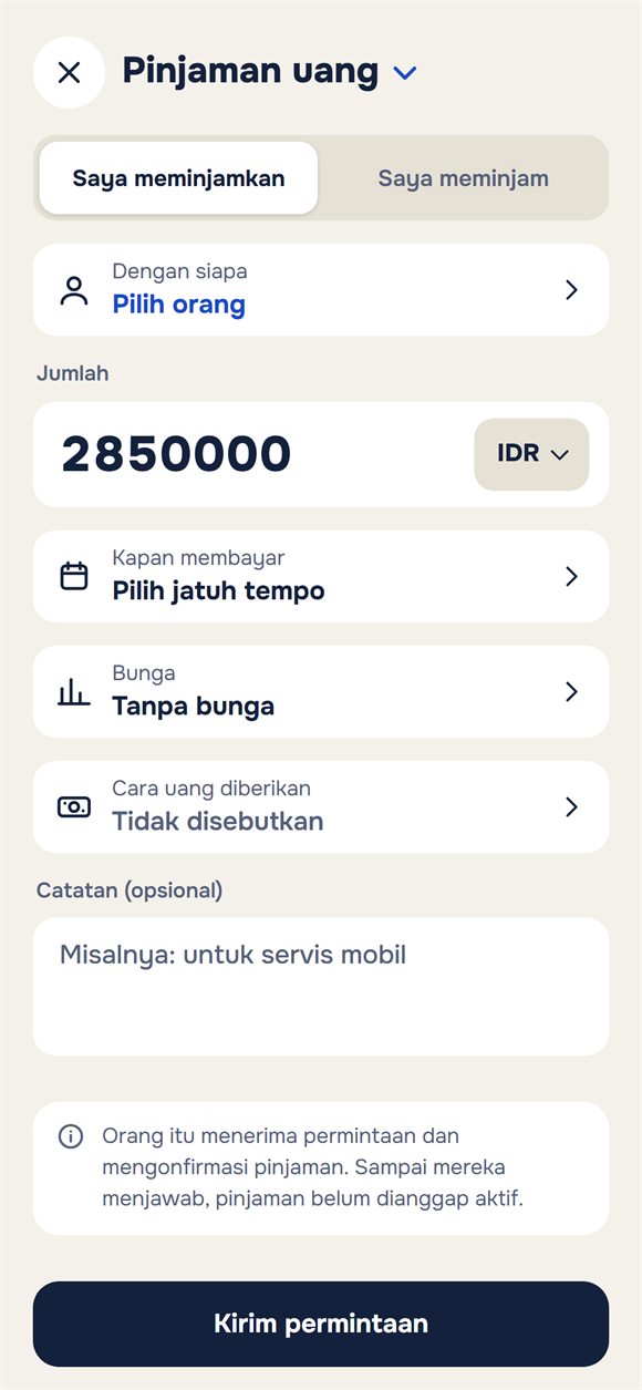 Pinjaman baru: jumlah, tenggat, bunga, dan catatan