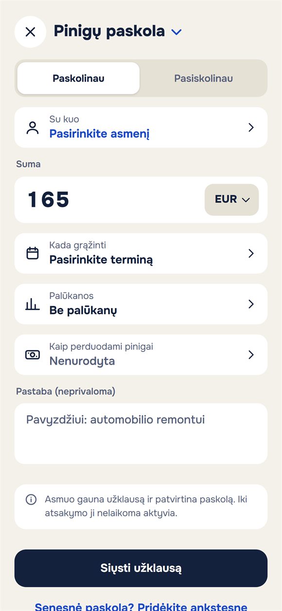 Nauja paskola: suma, terminas, palūkanos ir pastaba