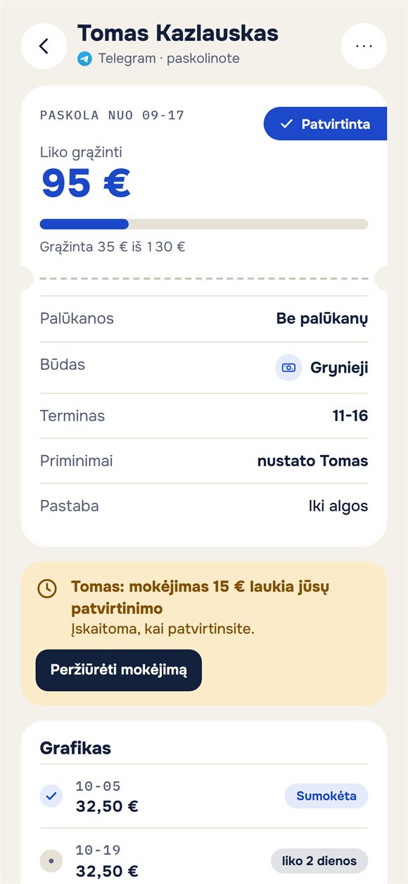 Paskola: kiek liko grąžinti ir mokėjimas, laukiantis patvirtinimo