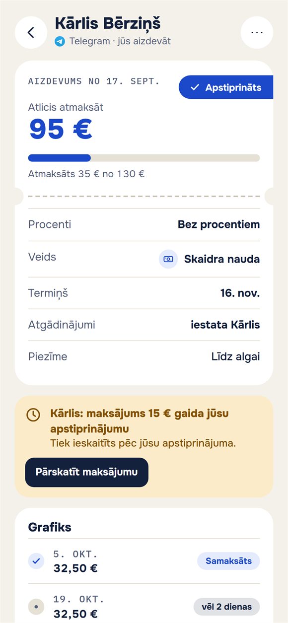 Aizdevums: cik vēl jāatdod un maksājums, kas gaida apstiprinājumu