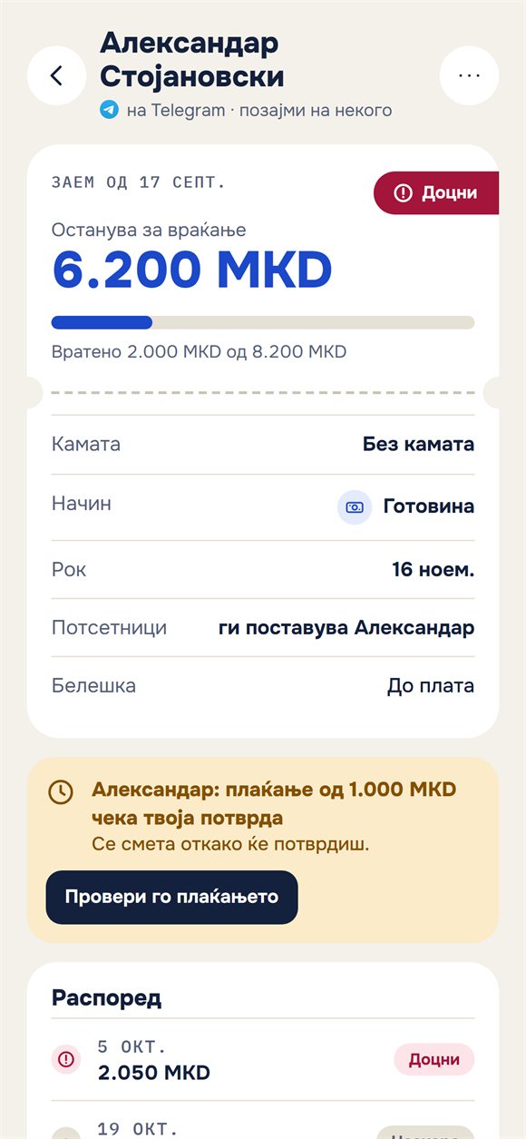 Заем: колку останува да се врати и плаќање што чека потврда