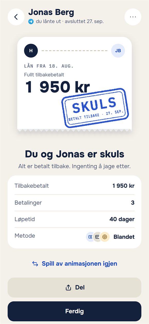 Lukket lån: en billett med stempelet «Skuls»