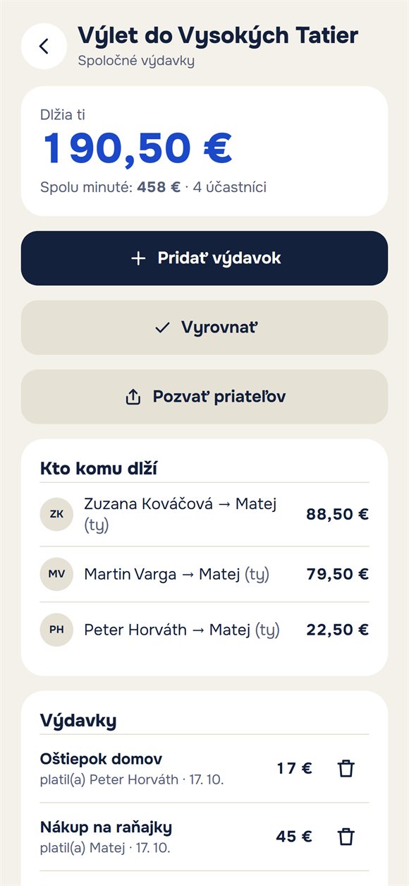 Výdavky výletu: kto koľko minul a kto komu dlhuje