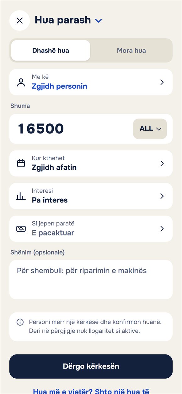 Hua e re: shuma, afati, interesi dhe shënimi