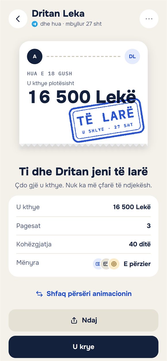 Hua e mbyllur: biletë me vulën «Të larë»