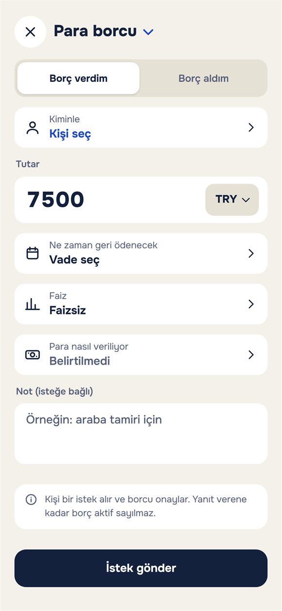 Borç oluşturma: tutar, vade, faiz ve not