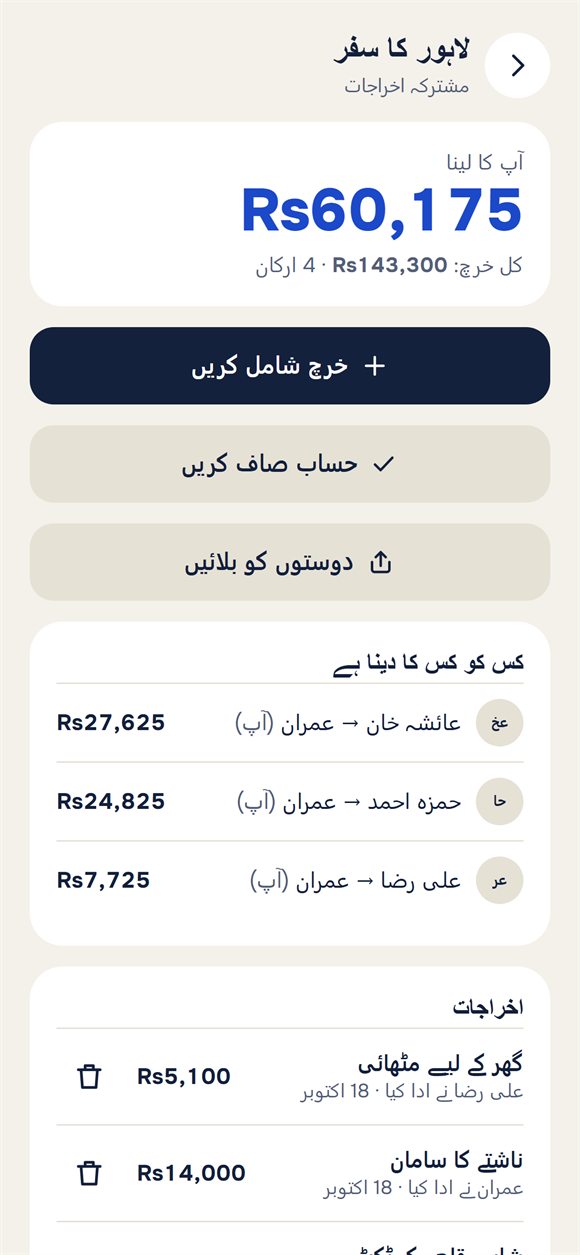 سفر کے اخراجات: کس نے کتنا خرچ کیا اور کس نے کس کو دینا ہے