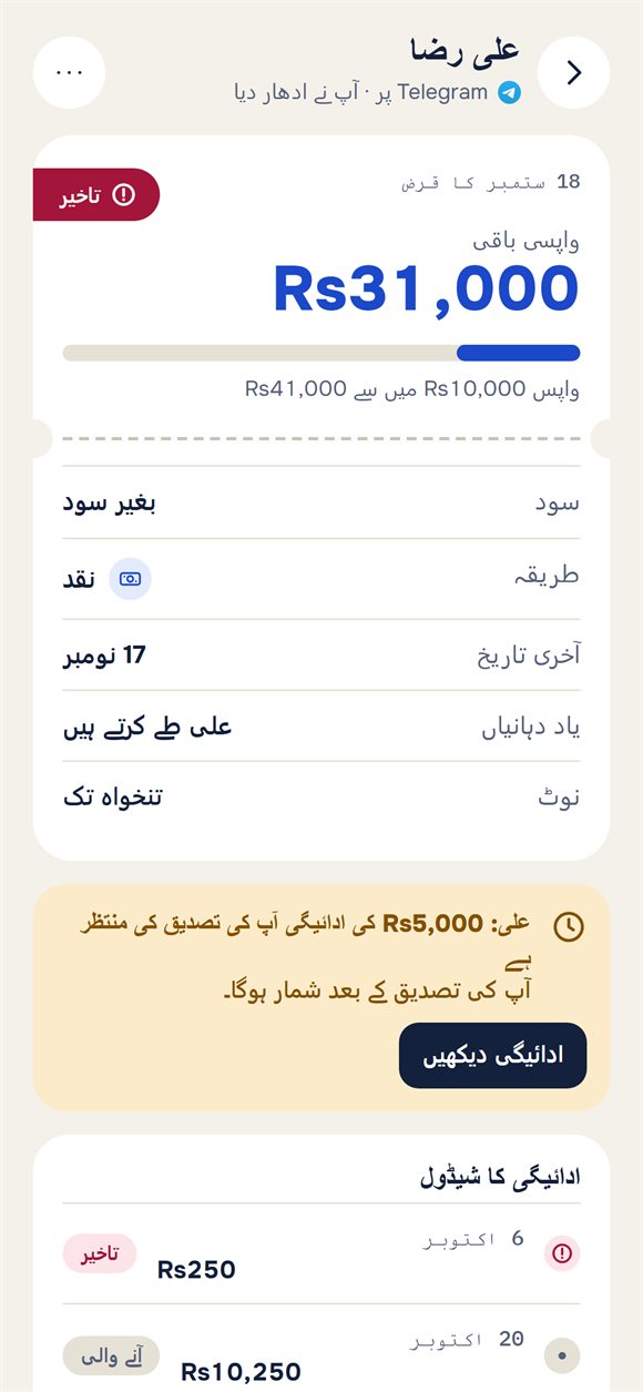 ایک قرض: کتنا باقی ہے اور تصدیق کی منتظر ادائیگی