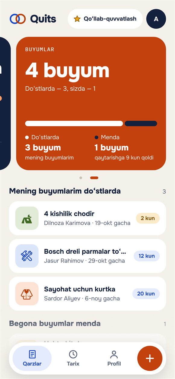 Doʻstlardagi buyumlar va qaytarish muddatlari